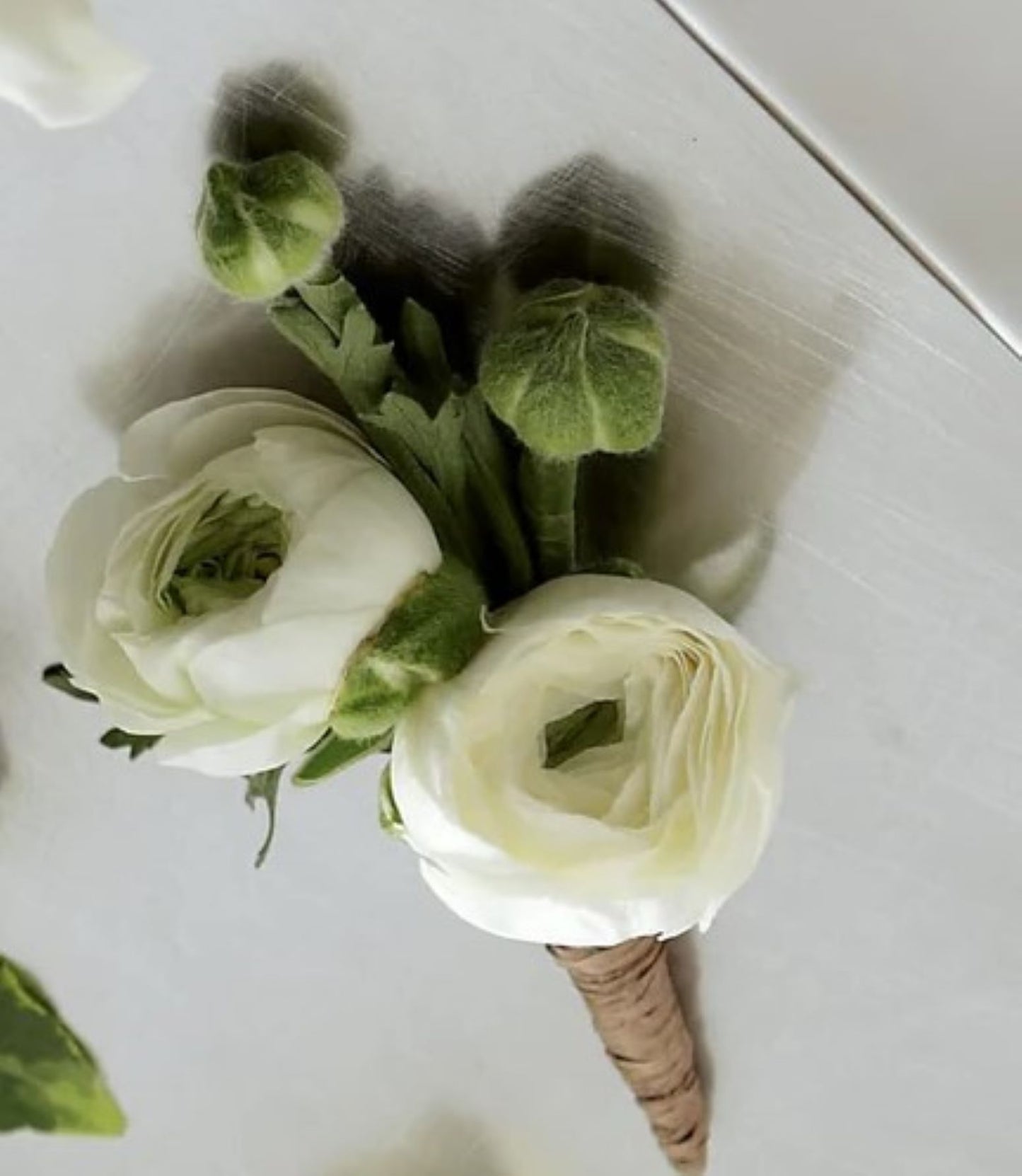 White Ranunculus Boutonniere