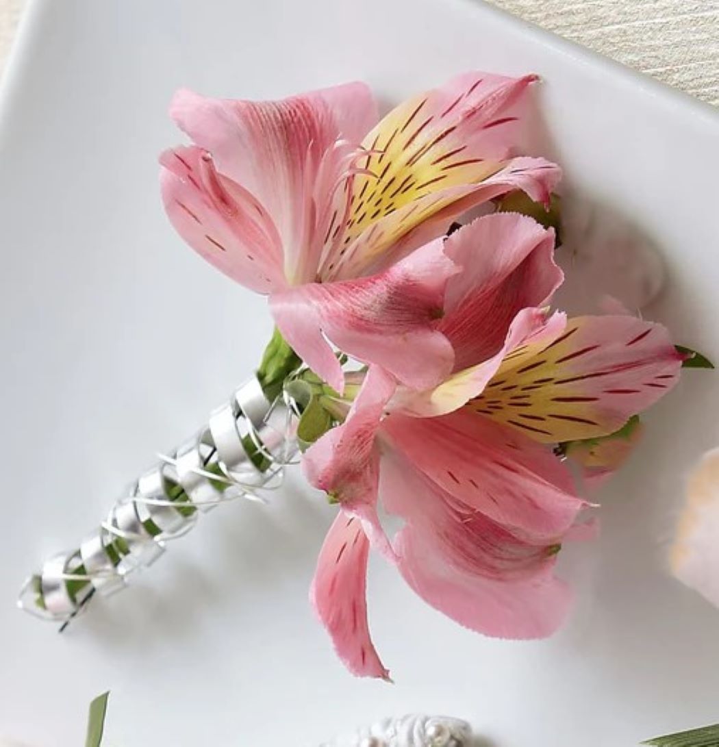 Double Pink Alstroemeria Boutonniere