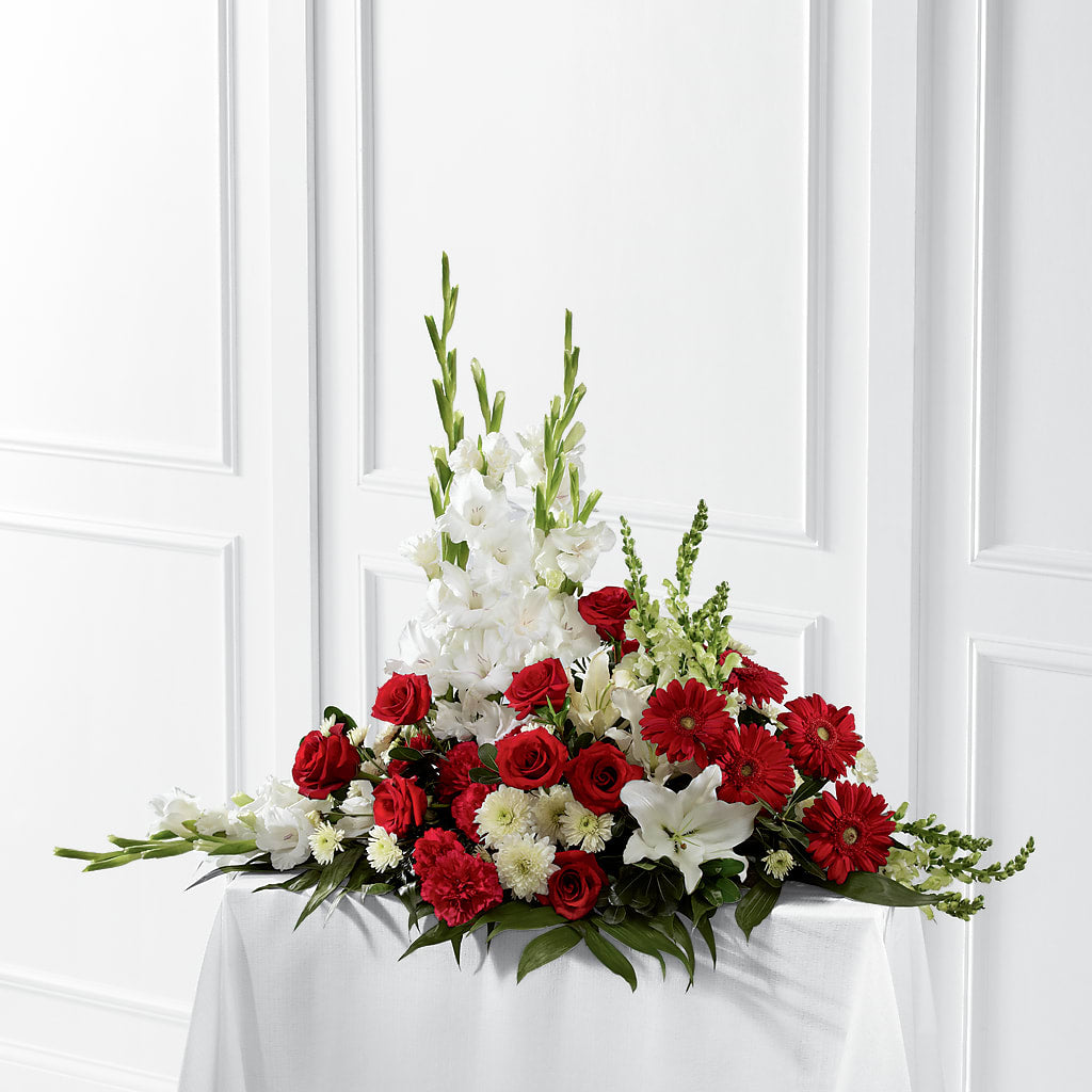 Crimson & White Arrangement – FLOWERS BY BAUERS & GREENHOUSE, Jarrettsville MD