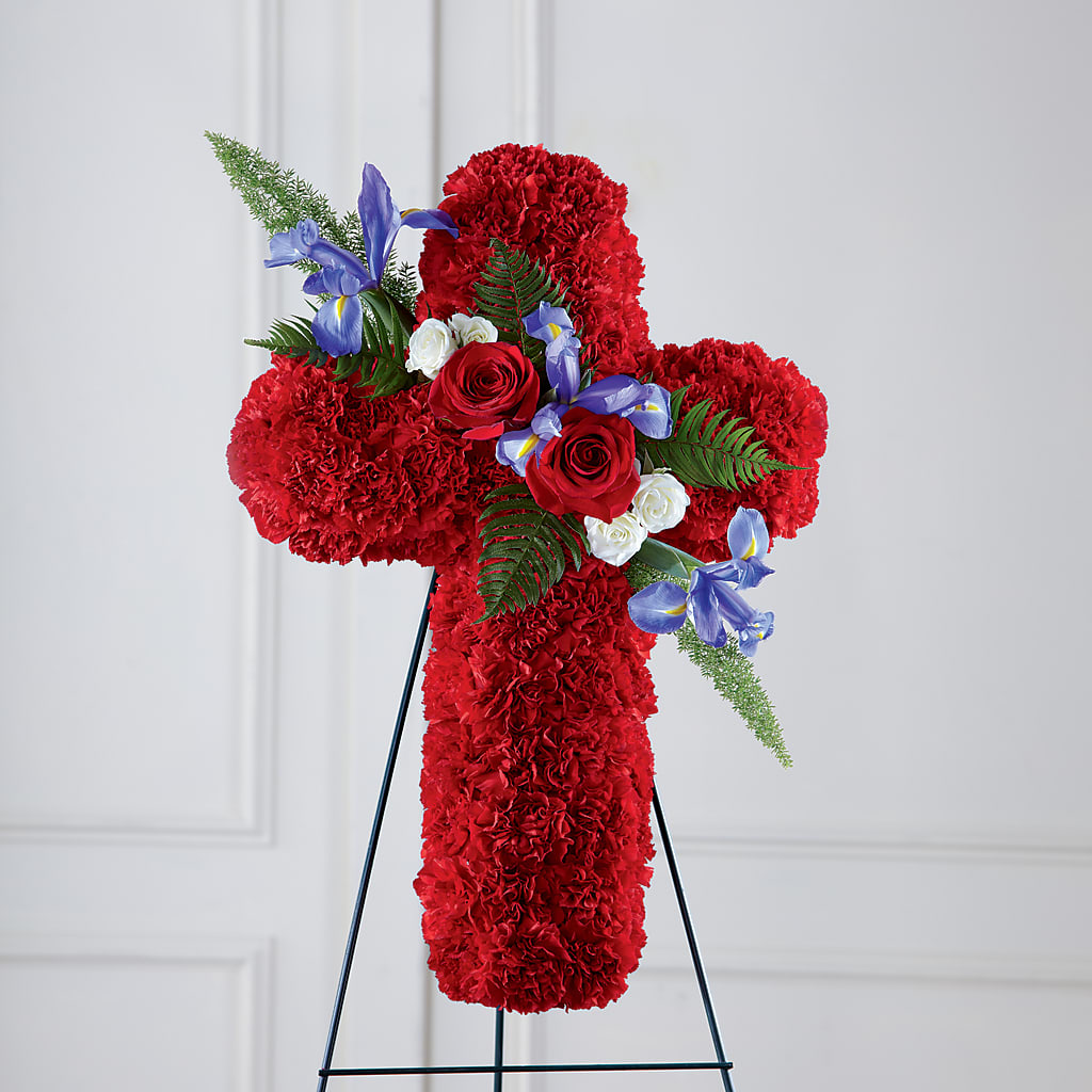 Faithful Hero Floral Cross – FLOWERS BY BAUERS & GREENHOUSE, Jarrettsville MD
