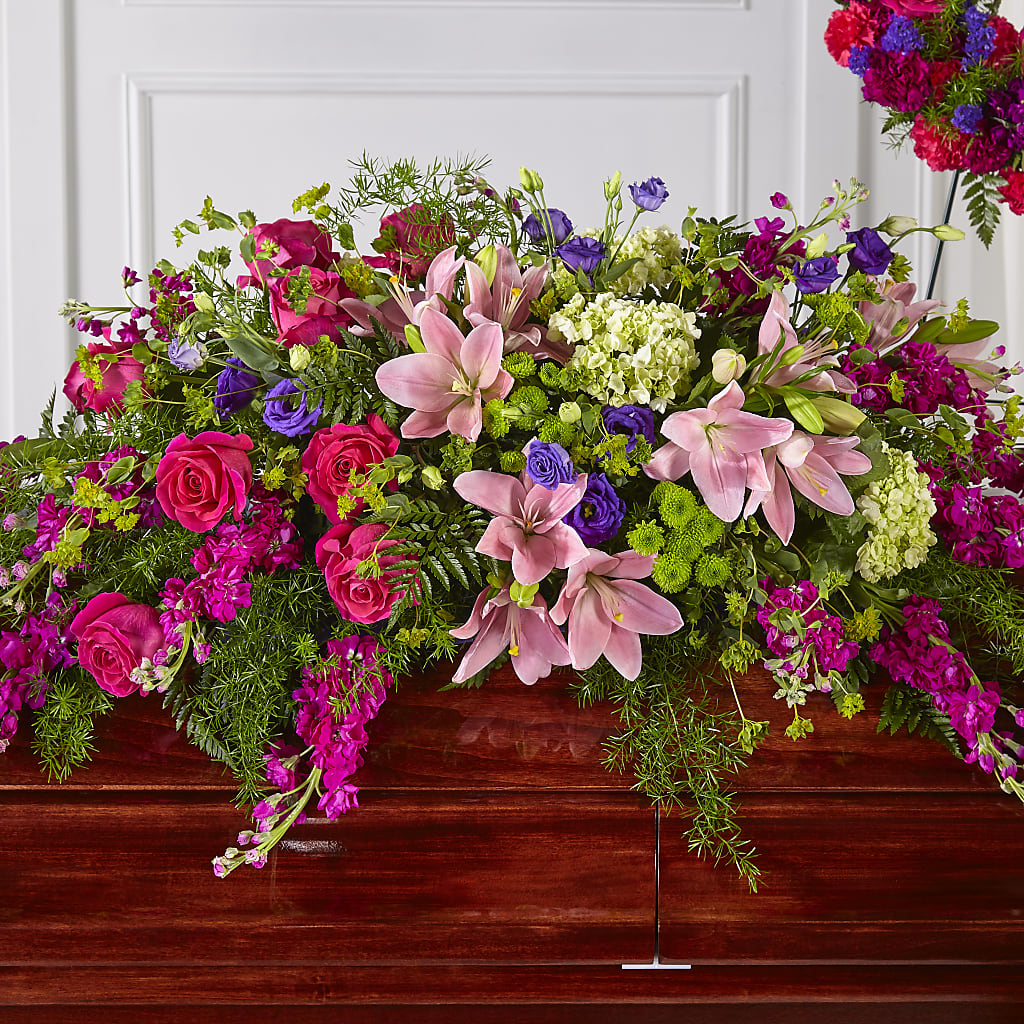 Radiant Tribute Casket Spray – FLOWERS BY BAUERS & GREENHOUSE, Jarrettsville MD
