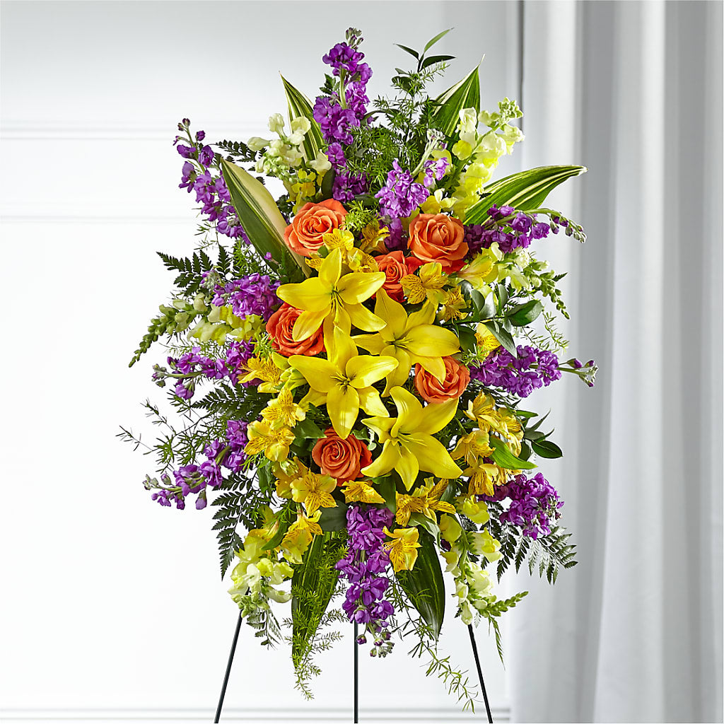 Thoughtful Prayers Standing Spray – FLOWERS BY BAUERS & GREENHOUSE, Jarrettsville MD
