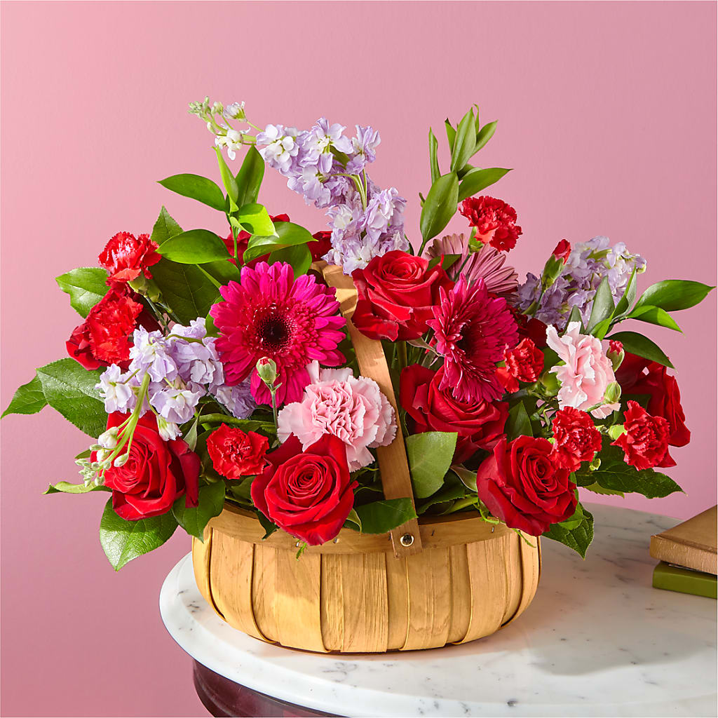 Pink Picnic Basket – FLOWERS BY BAUERS & GREENHOUSE, Jarrettsville MD