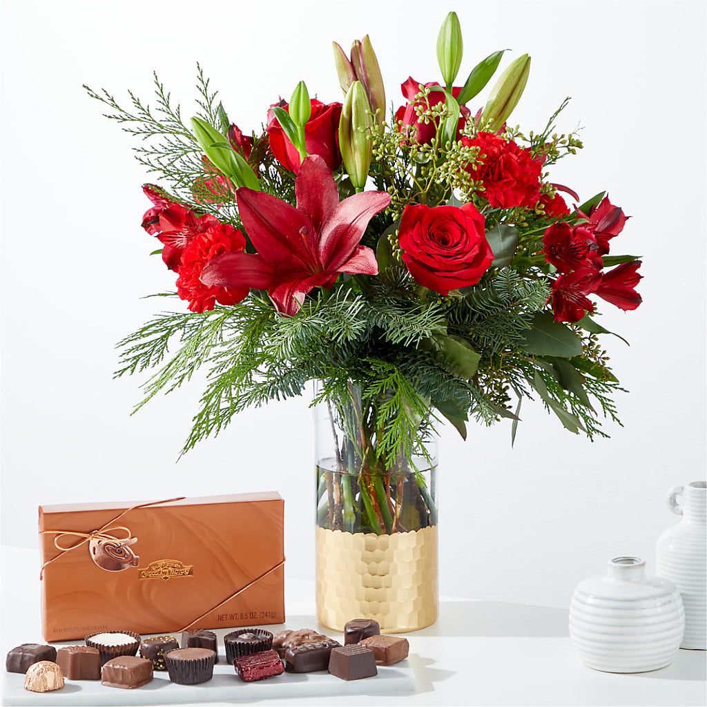 Tidings of Joy Bouquet and Chocolate Gift Set–Flowers by Bauer's ...