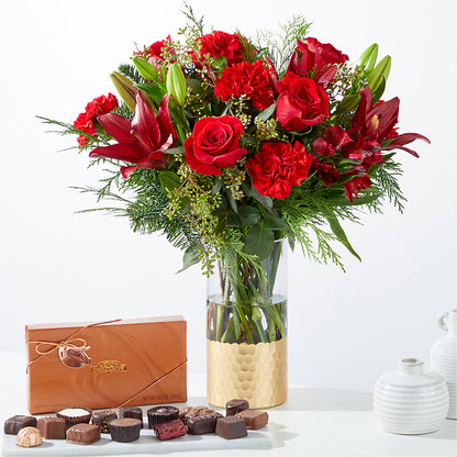 Tidings of Joy Bouquet and Chocolate Gift Set