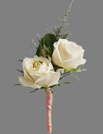 Double White Spray Rose Boutonniere – FLOWERS BY BAUERS & GREENHOUSE, Jarrettsville MD