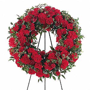 Flowers By Bauers Red Regards Wreath – FLOWERS BY BAUERS & GREENHOUSE, Jarrettsville MD