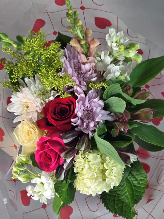 Valentine Mixed Wrapped Bouquet