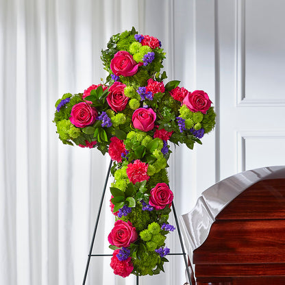 Tribute Rose Floral Cross – FLOWERS BY BAUERS & GREENHOUSE, Jarrettsville MD