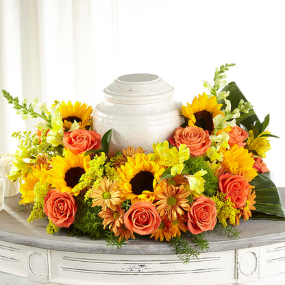 Faithful Sunflower Cremation Adornment – FLOWERS BY BAUERS & GREENHOUSE, Jarrettsville MD