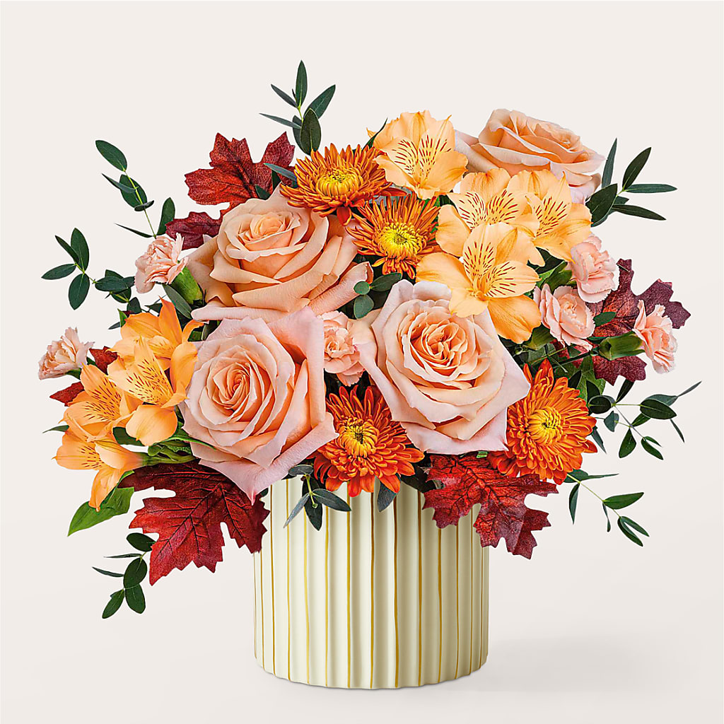 Spiced Latte Bouquet with Ivory Vase – FLOWERS BY BAUERS & GREENHOUSE, Jarrettsville MD