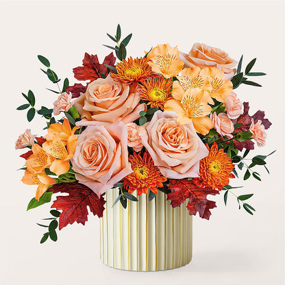 Spiced Latte Bouquet with Ivory Vase – FLOWERS BY BAUERS & GREENHOUSE, Jarrettsville MD
