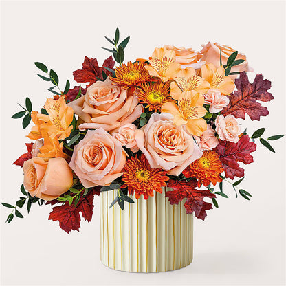 Spiced Latte Bouquet with Ivory Vase – FLOWERS BY BAUERS & GREENHOUSE, Jarrettsville MD