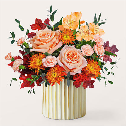 Spiced Latte Bouquet with Ivory Vase – FLOWERS BY BAUERS & GREENHOUSE, Jarrettsville MD